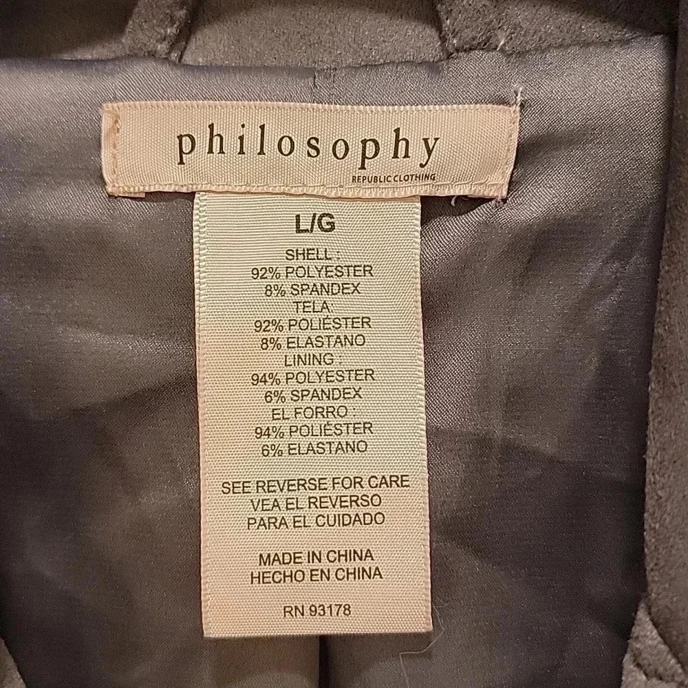 Philosophy Grey Faux Leather Suede Jacket Size Large - Picture 2 of 10